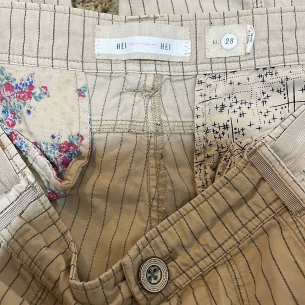 SOLD - Anthropologie Hei Hei Beachwalk Utility Stripe Neutral Pants Size 28 - Picture 2 of 13